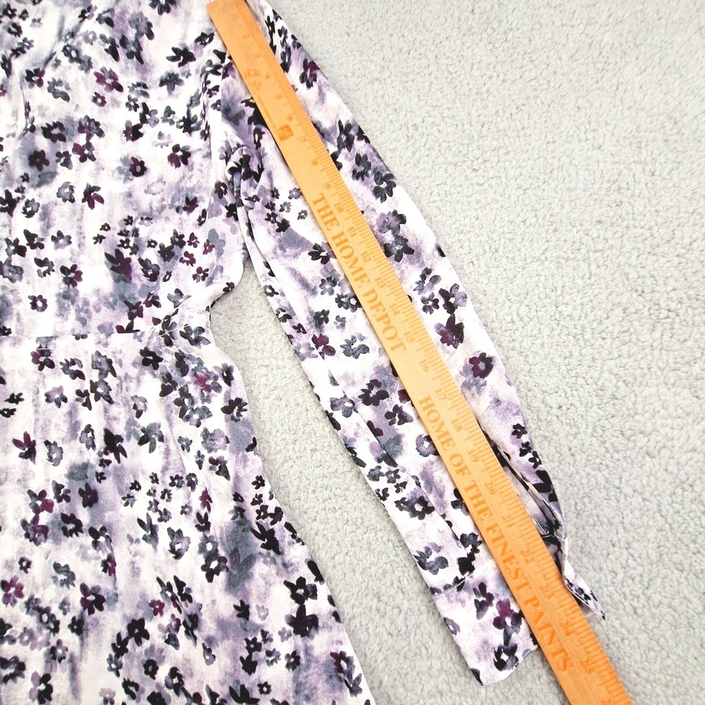 Simply Vera Vera Wang Blouse Womens Small Purple Ditsy Floral Drawstring Fairy‎ - Picture 6 of 9